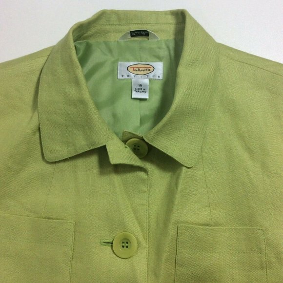 Talbots Womens Size 10 Petite Green Irish Linen - Picture 4 of 6